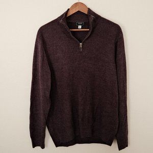 Purple Waffle Knit Quarter Zip Sweater